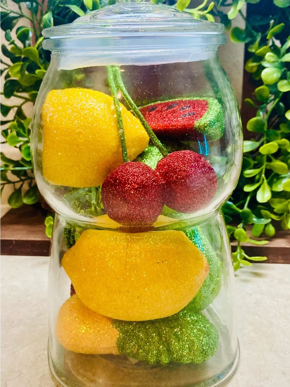 Target Gumball Machine - Clear 8” Gumball already filled w/ colorful fruit decor